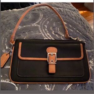 Coach Black and Brown wristlet Handbag 7x4